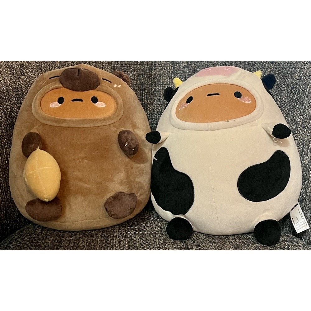 Lot Of 2 Smoko Plush Capybara Tayto Potato Midi Mochi Plushie Stuffed Cow Tayto